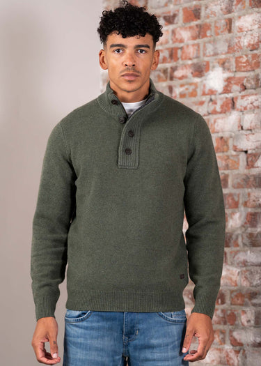 Barbour Truien Essential patch half zip knitted jumper - olive