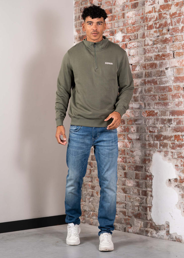 Napapijri Truien Small box quarter zip sweat - tea leaf