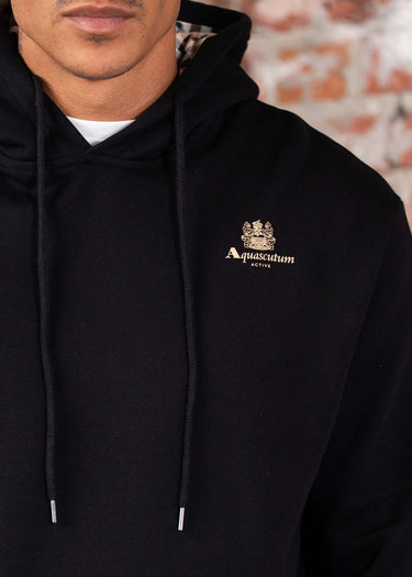 Aquascutum Hoodies Small logo hoodie fleece - black