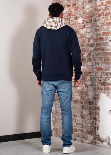 Aquascutum Hoodies Club check hoodie fleece-navy