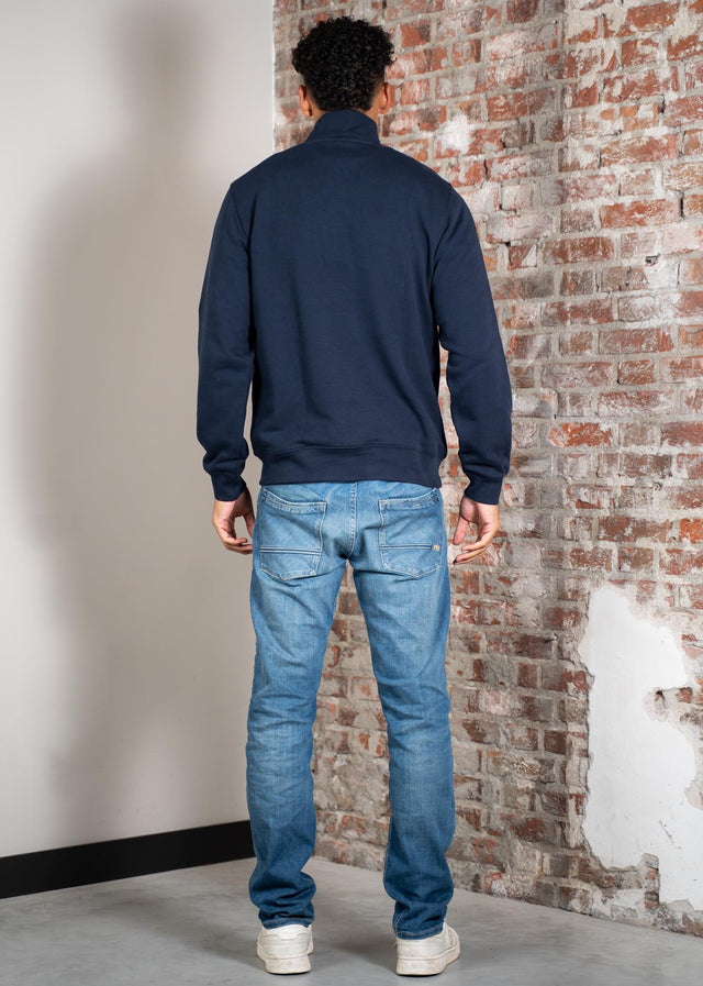 Lacoste Truien High neck zip up fleece sweatshirt - navy blue