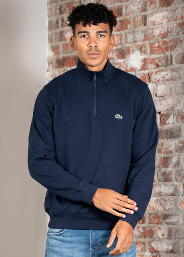Lacoste Truien High neck zip up fleece sweatshirt - navy blue
