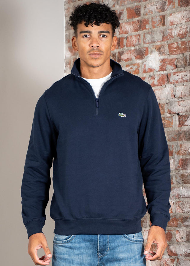 Lacoste Truien High neck zip up fleece sweatshirt - navy blue
