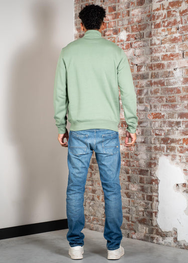 Lacoste Truien High neck zip up fleece sweatshirt - thyme