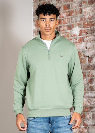 Lacoste Truien High neck zip up fleece sweatshirt - thyme