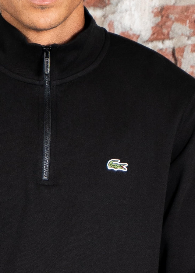 Lacoste Truien High neck zip up fleece sweatshirt - black