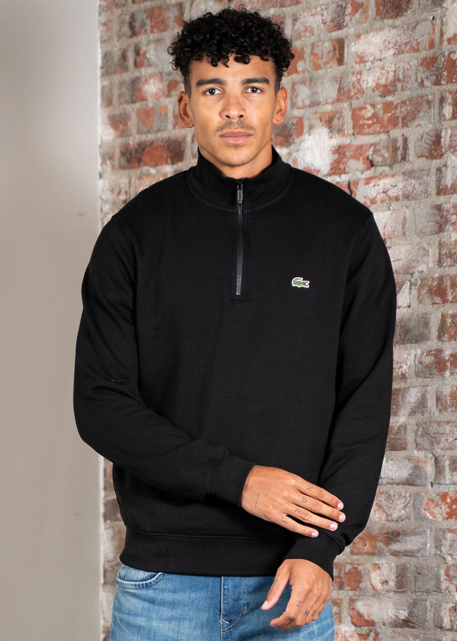 Lacoste Truien High neck zip up fleece sweatshirt - black
