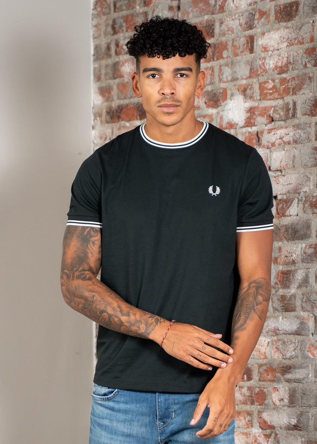 Fred Perry T-shirts Twin tipped t-shirt - night green snow white