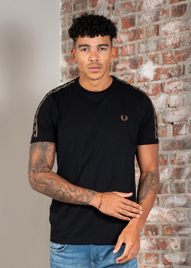 Fred Perry T-shirts Contrast tape ringer t-shirt - black shaded stone