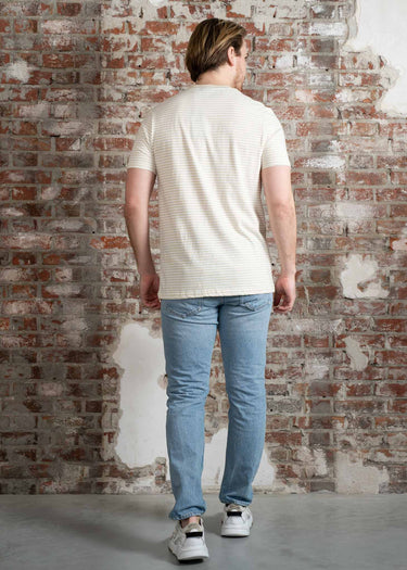 Lyle & Scott T-shirts Linen blend breton stripe t-shirt - luna white