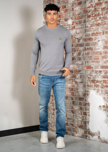 Lyle & Scott Truien Cotton merino crew neck jumper - mid grey marl