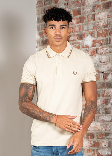 Fred Perry Polo's Twin tipped polo - oatmeal warm stone shaded stone