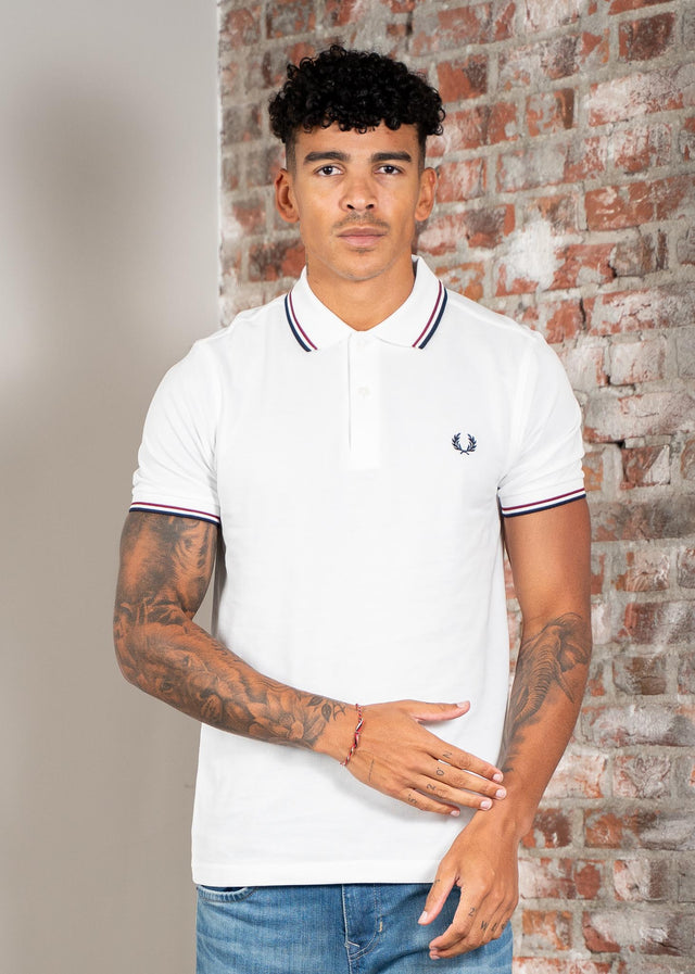 Fred Perry Polo's Twin tipped fred perry shirt - snow white burnt red navy
