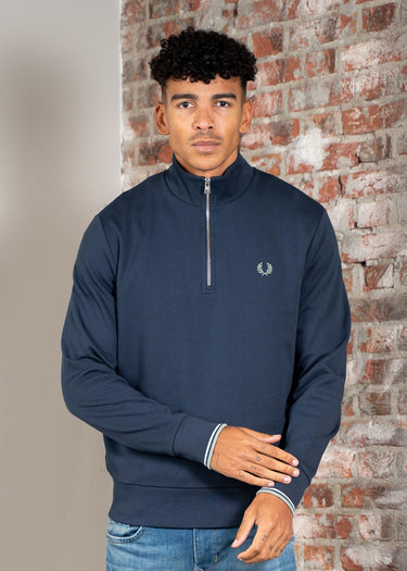 Fred Perry Truien Half zip sweatshirt - dark airforce light ice bayleaf