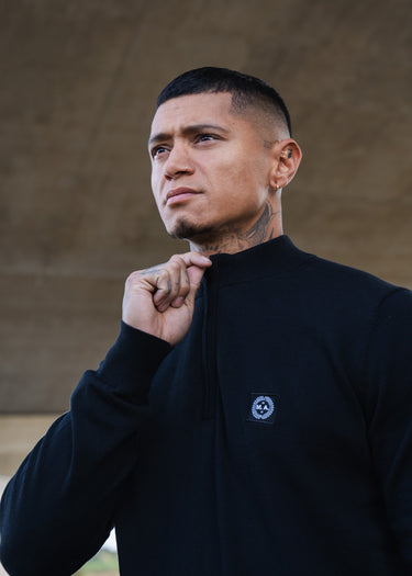 Marshall Artist Truien Siren knitted 1/4 zip - black