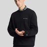 Lyle & Scott Truien Loopback embroidered crew neck sweatshirt - jet black white