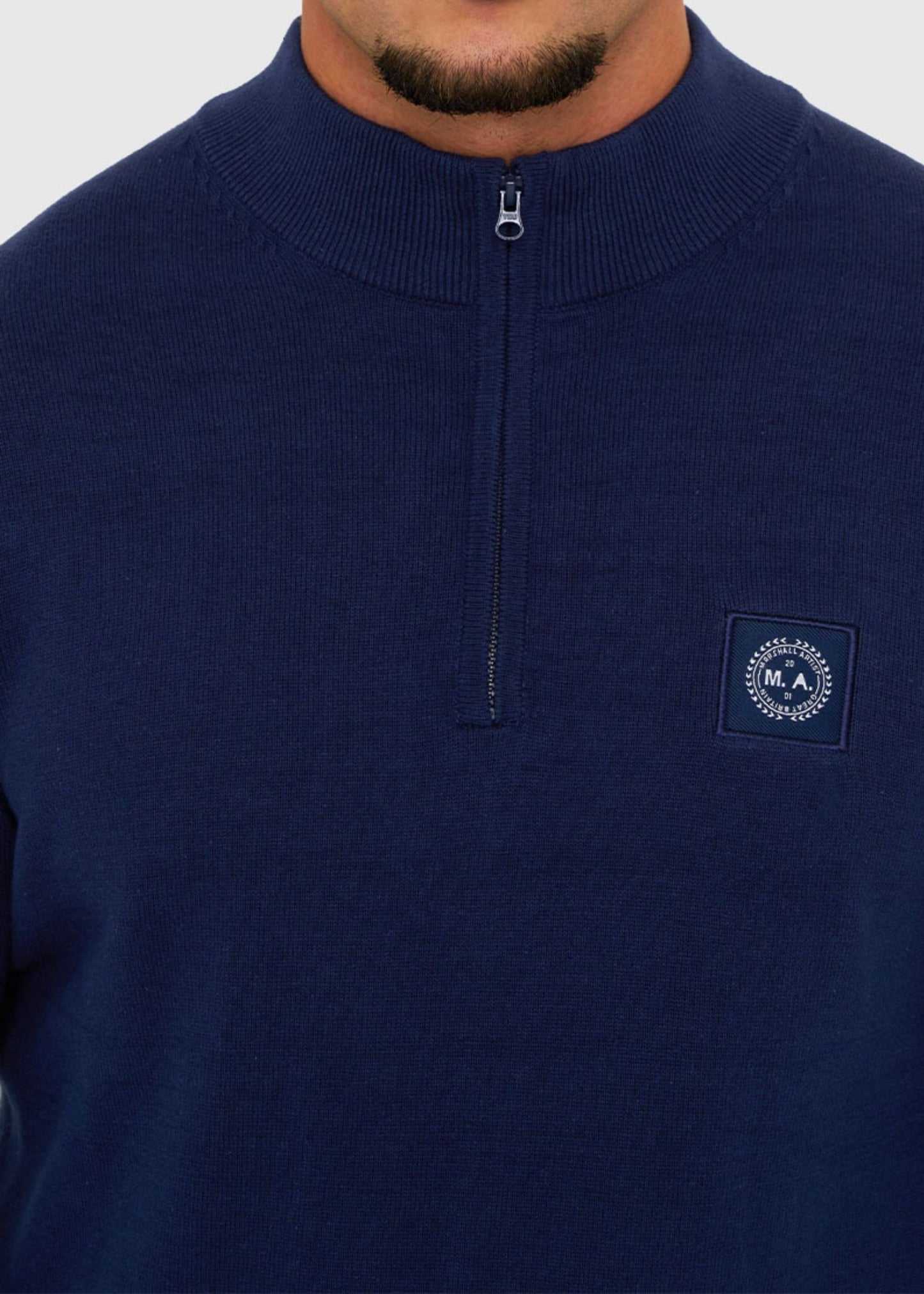 Marshall Artist Truien A Siren knitted 1/4 zip - navy