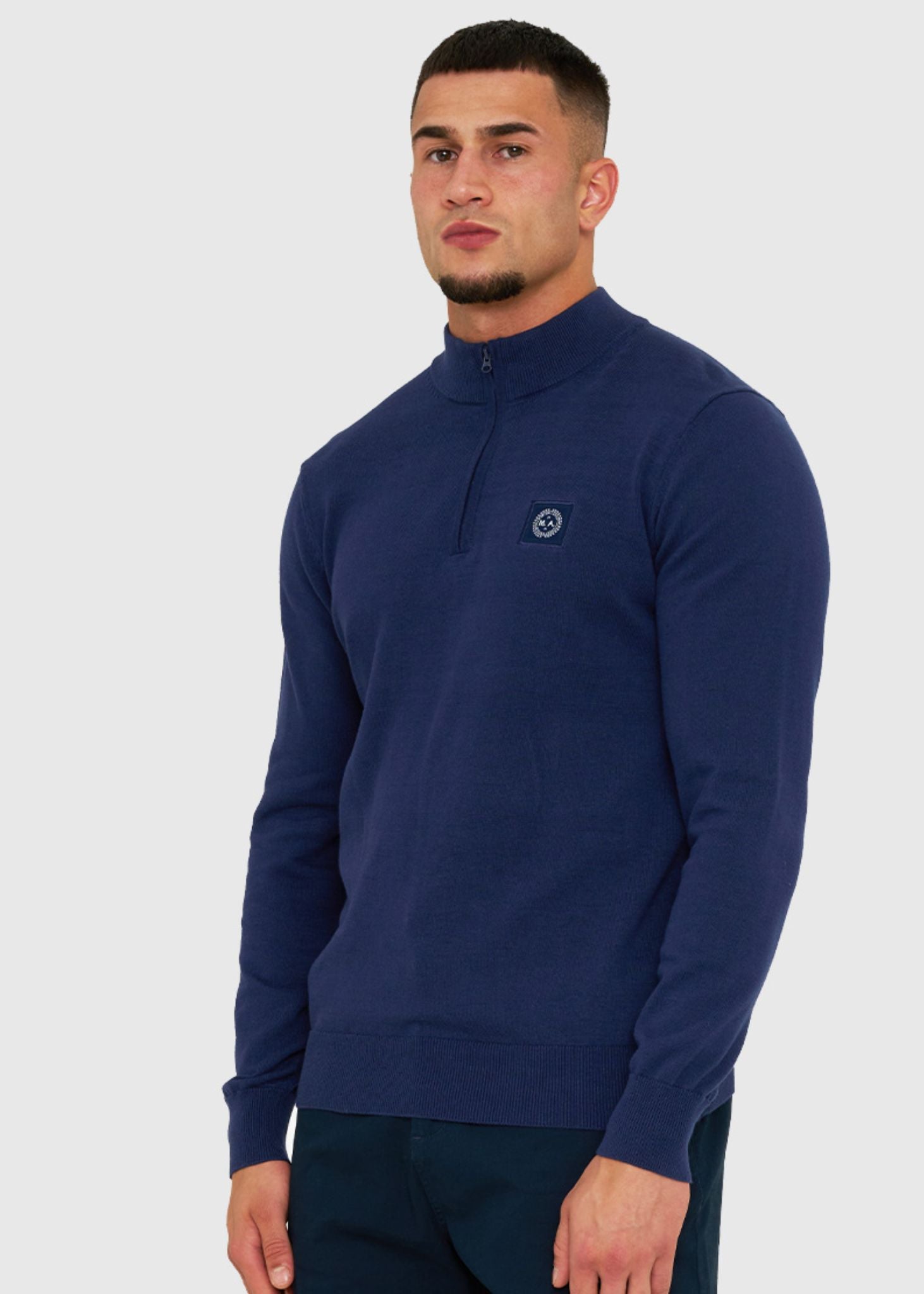 Marshall Artist Truien A Siren knitted 1/4 zip - navy