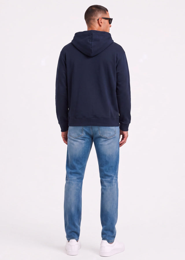 Lacoste Vesten Fleece zipped front hoodie - navy blue
