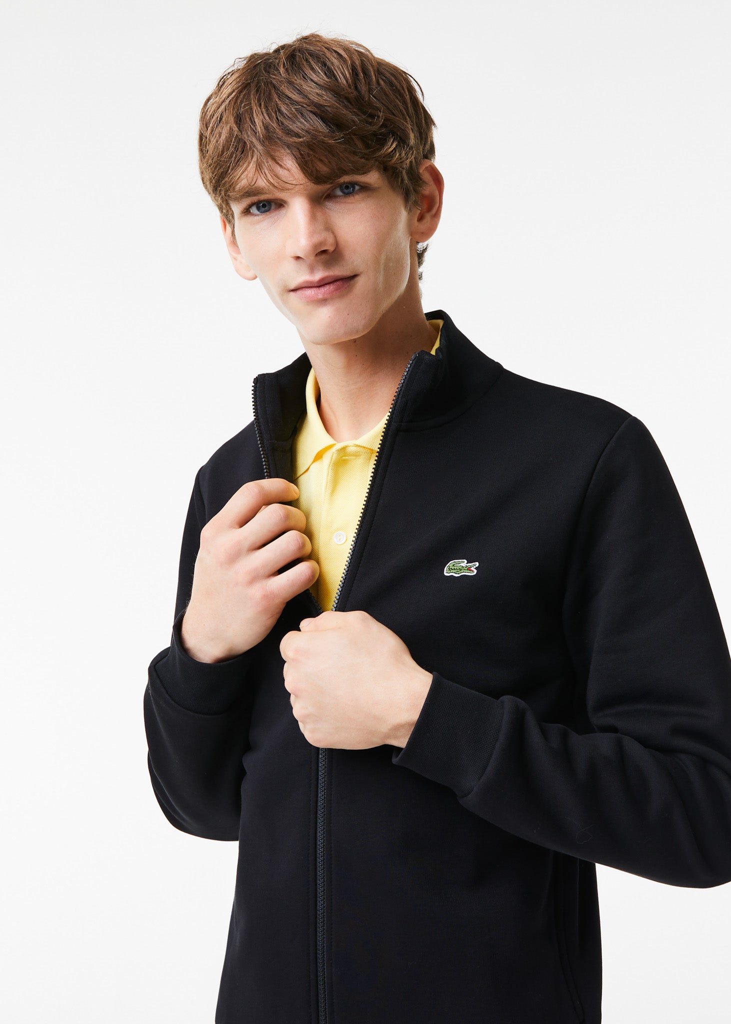 Lacoste Vesten  Brushed fleece zip through sweater - black 