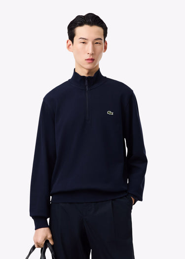 Lacoste Truien High neck zip up fleece sweatshirt - navy blue