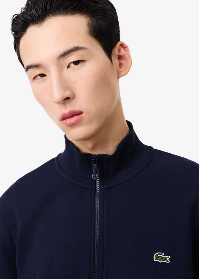 Lacoste Truien High neck zip up fleece sweatshirt - navy blue