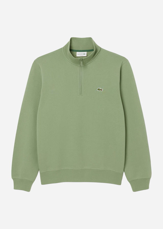 Lacoste Truien High neck zip up fleece sweatshirt - thyme