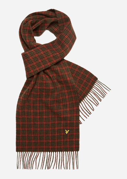 Lyle & Scott Sjaals  Tartan lambswool scarf - victory orange olive jet black 