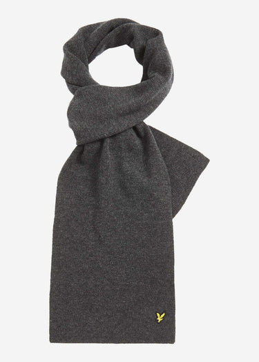 Lyle & Scott Sjaals Lambswool ribbed scarf - charcoal marl