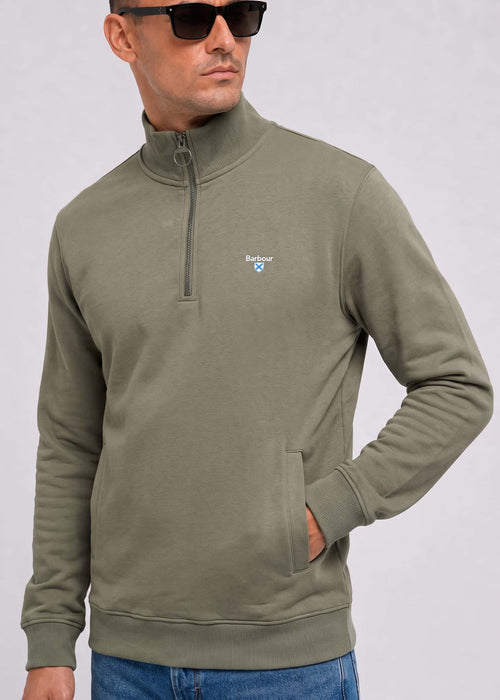 Barbour desmond half zip sweat - agave green