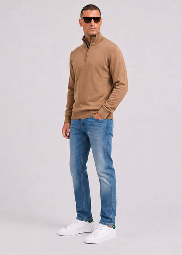 Barbour Truien Barbour cotton half zip knitted jumper - sandstone