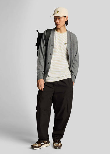 Lyle & Scott T-shirts Linen blend breton stripe t-shirt - luna white