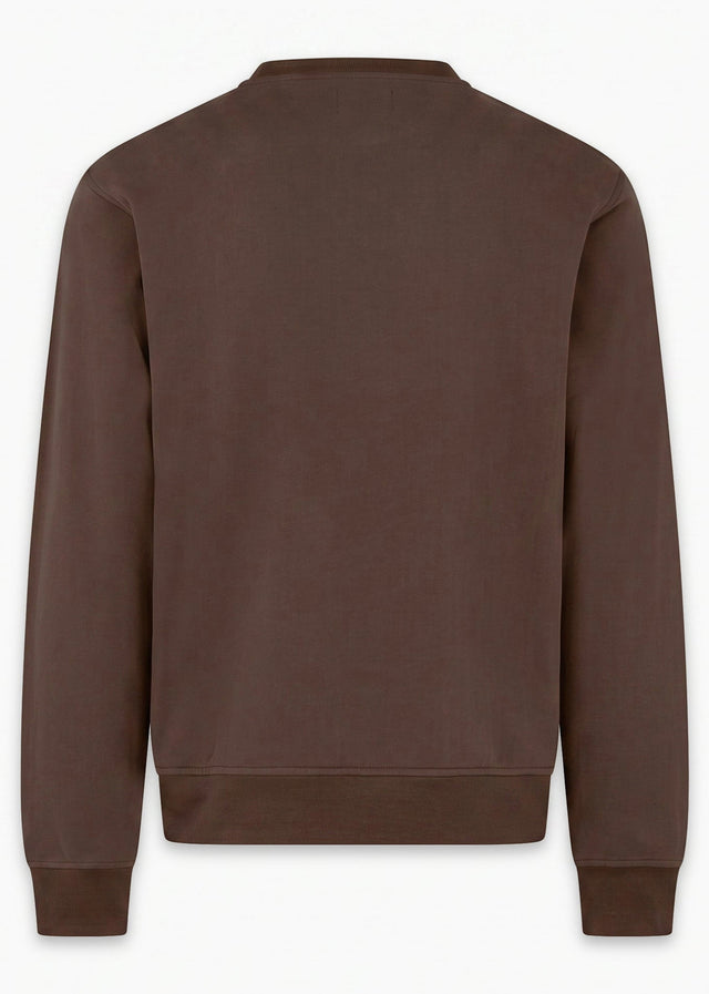 Aquascutum Truien Check shoulder crewneck fleece - chocolate