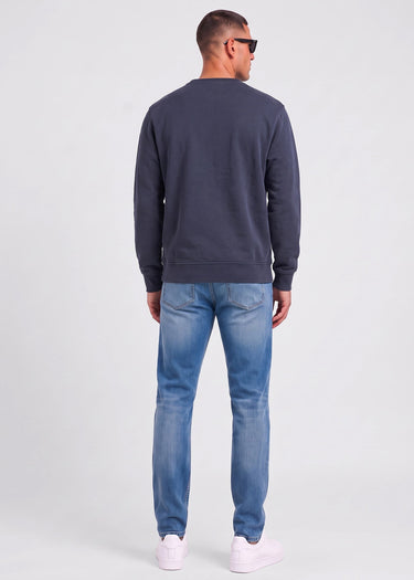 Aquascutum Truien Check shoulder crewneck fleece - navy