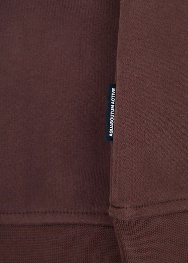 Aquascutum Truien Check shoulder quarter zip fleece - chocolate
