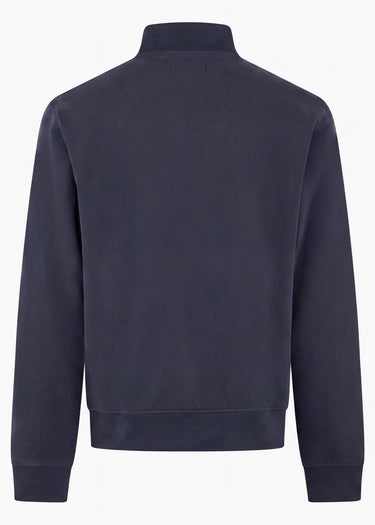 Aquascutum Truien Check shoulder quarter zip fleece - navy