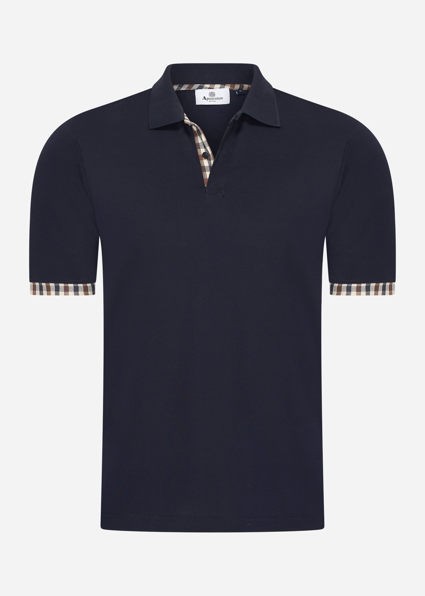 Aquascutum Polo's Active supima club check sleeves polo - navy