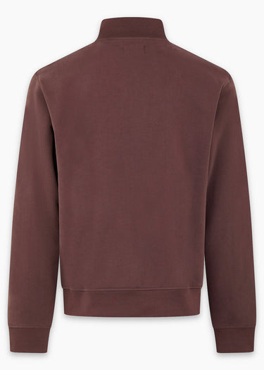 Aquascutum Truien Check shoulder quarter zip fleece - chocolate