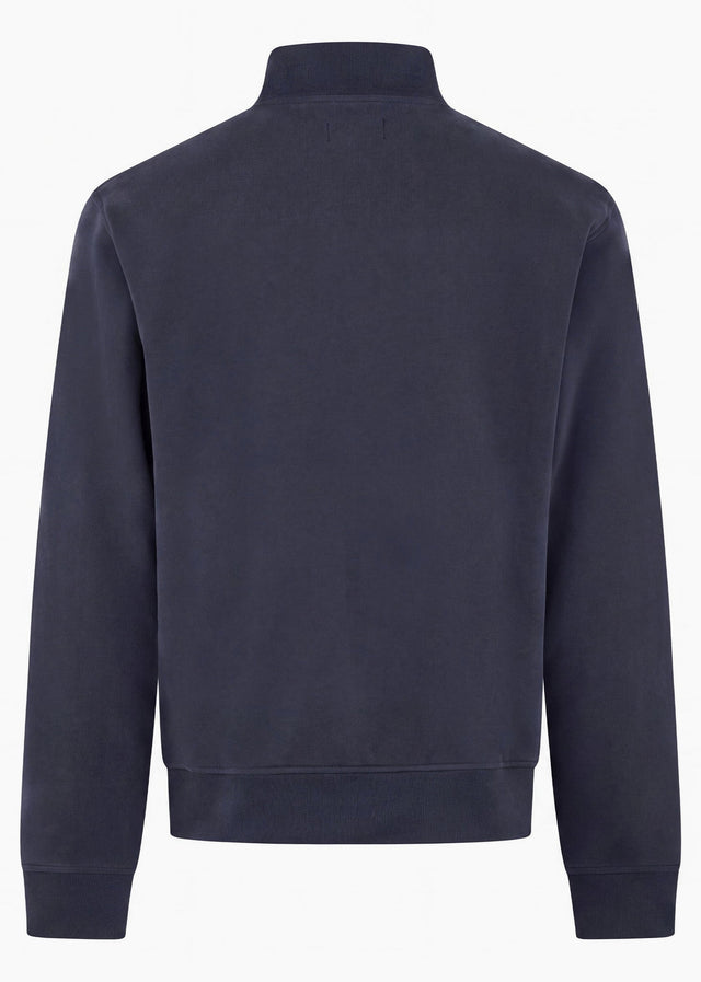 Aquascutum Truien Check shoulder quarter zip fleece - navy