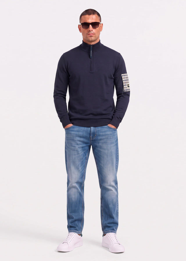 Aquascutum Truien Quarter zip tech sweater - navy