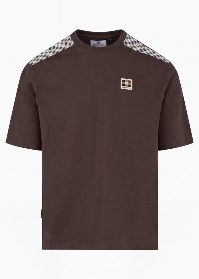Aquascutum T-shirts Check shoulder t-shirt - chocolate