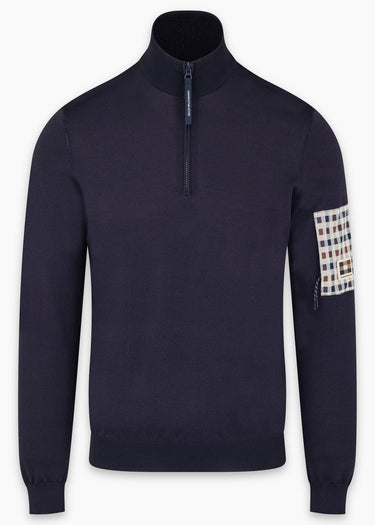 Aquascutum Truien Quarter zip tech sweater - navy
