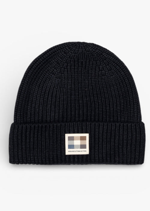 Rubber patch beanie - black