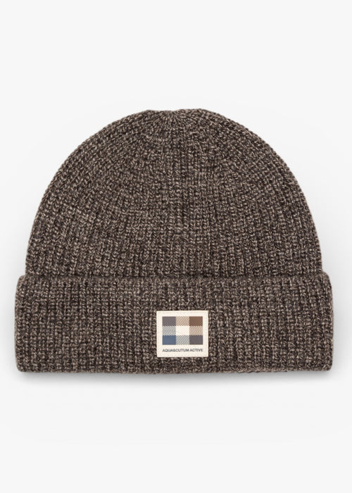Rubber patch beanie - chocolate