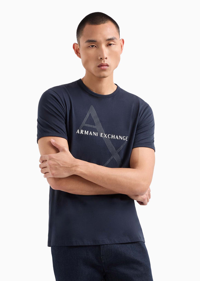 Armani Exchange T-shirts Diagonal logo t-shirt - navy