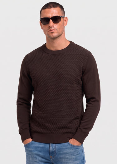 Ben Sherman Truien Texture front crew - dark brown