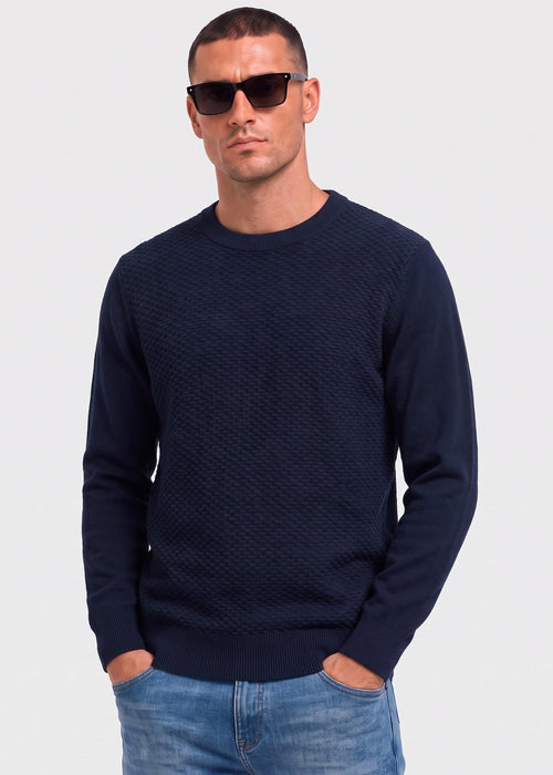 Texture front crew - dark navy