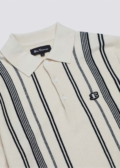 Ben Sherman Polo's  Crickle cotton stripe polo - ivory 