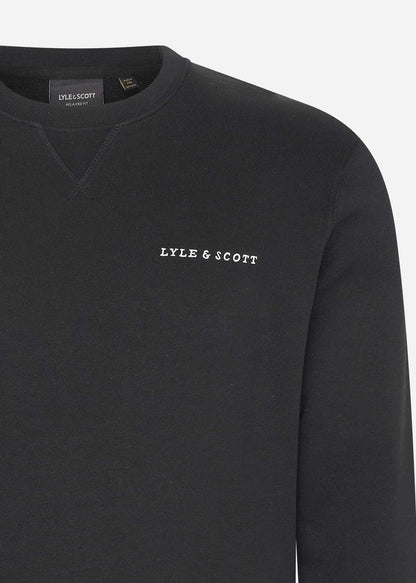 Lyle & Scott Truien Loopback embroidered crew neck sweatshirt - jet black white