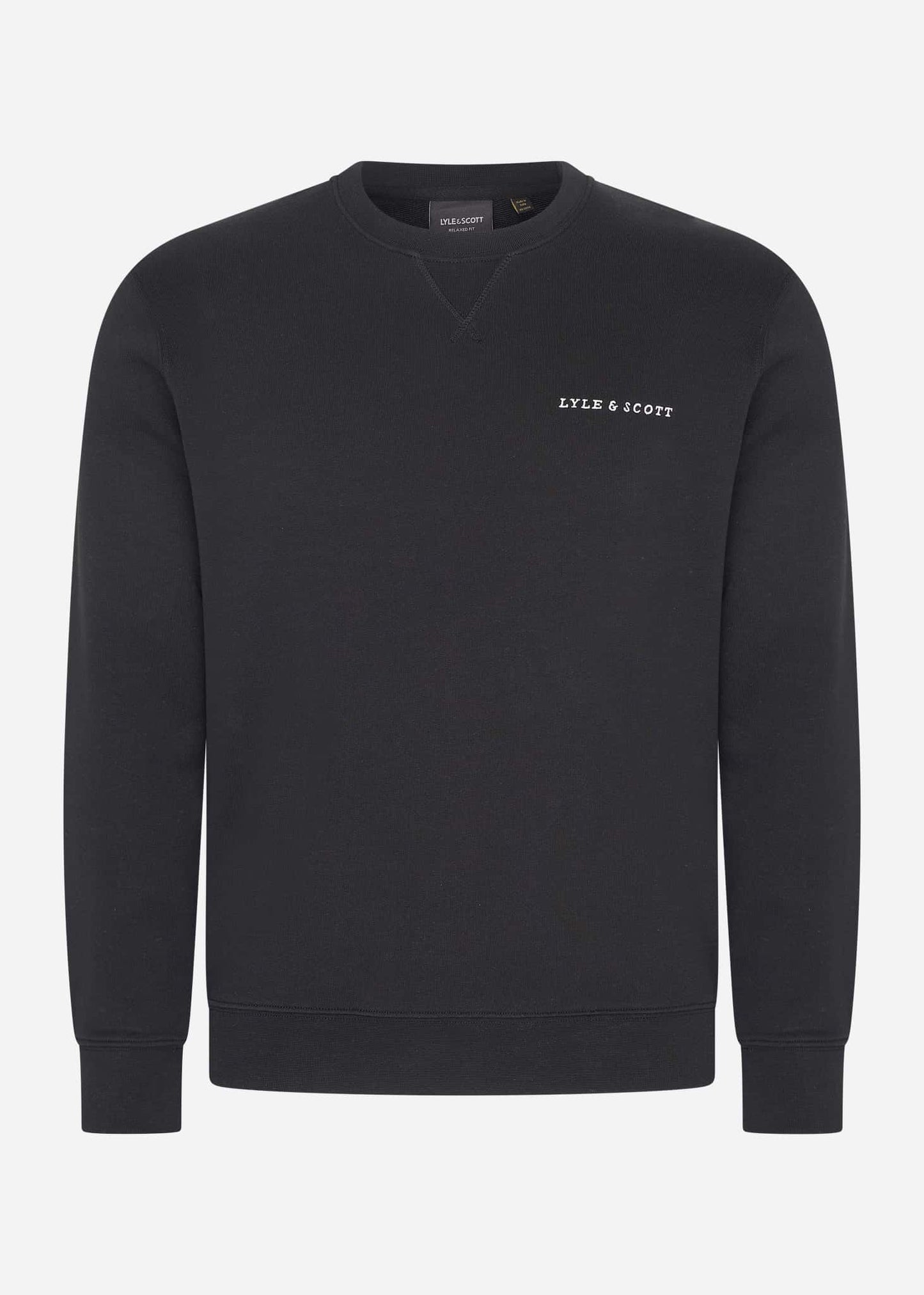 Lyle & Scott Truien Loopback embroidered crew neck sweatshirt - jet black white